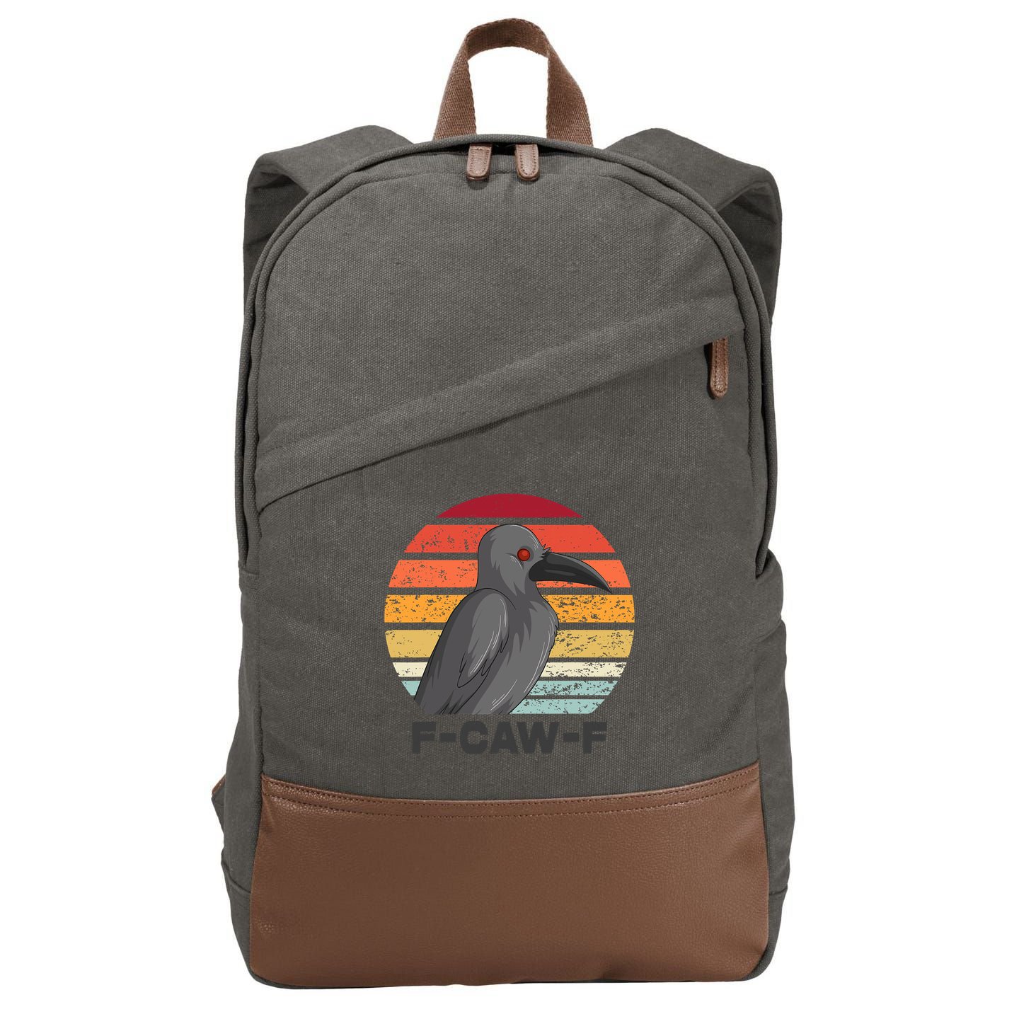 Funny F-Caw-F Crow Bird Cotton Canvas Backpack