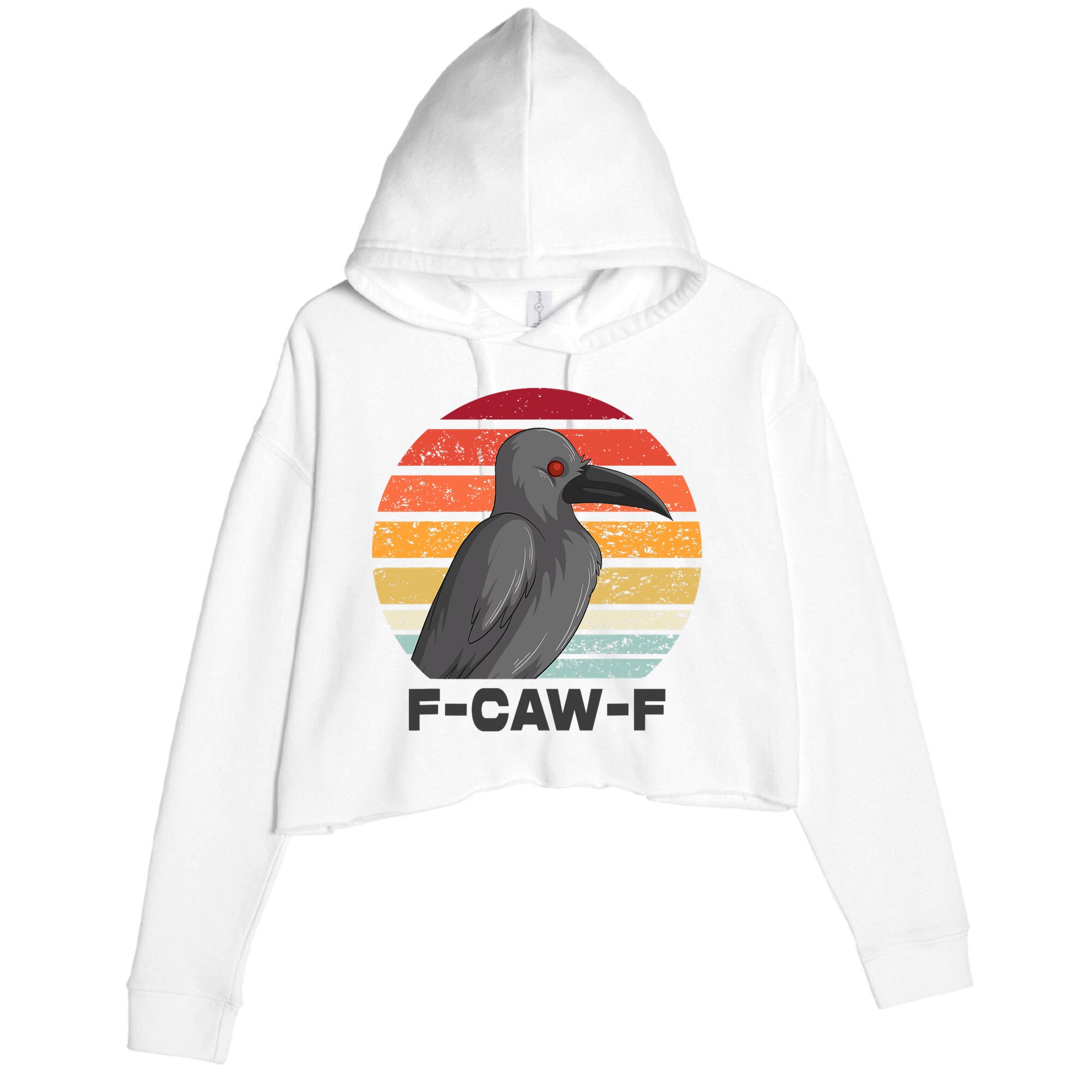 Funny F-Caw-F Crow Bird Crop Fleece Hoodie