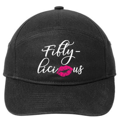 Fiftylicious Fifty Cute 50th Birthday For Her Funny Gift 7-Panel Snapback Hat