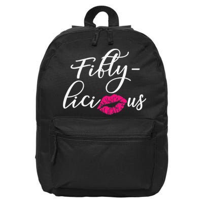 Fiftylicious Fifty Cute 50th Birthday For Her Funny Gift 16 in Basic Backpack
