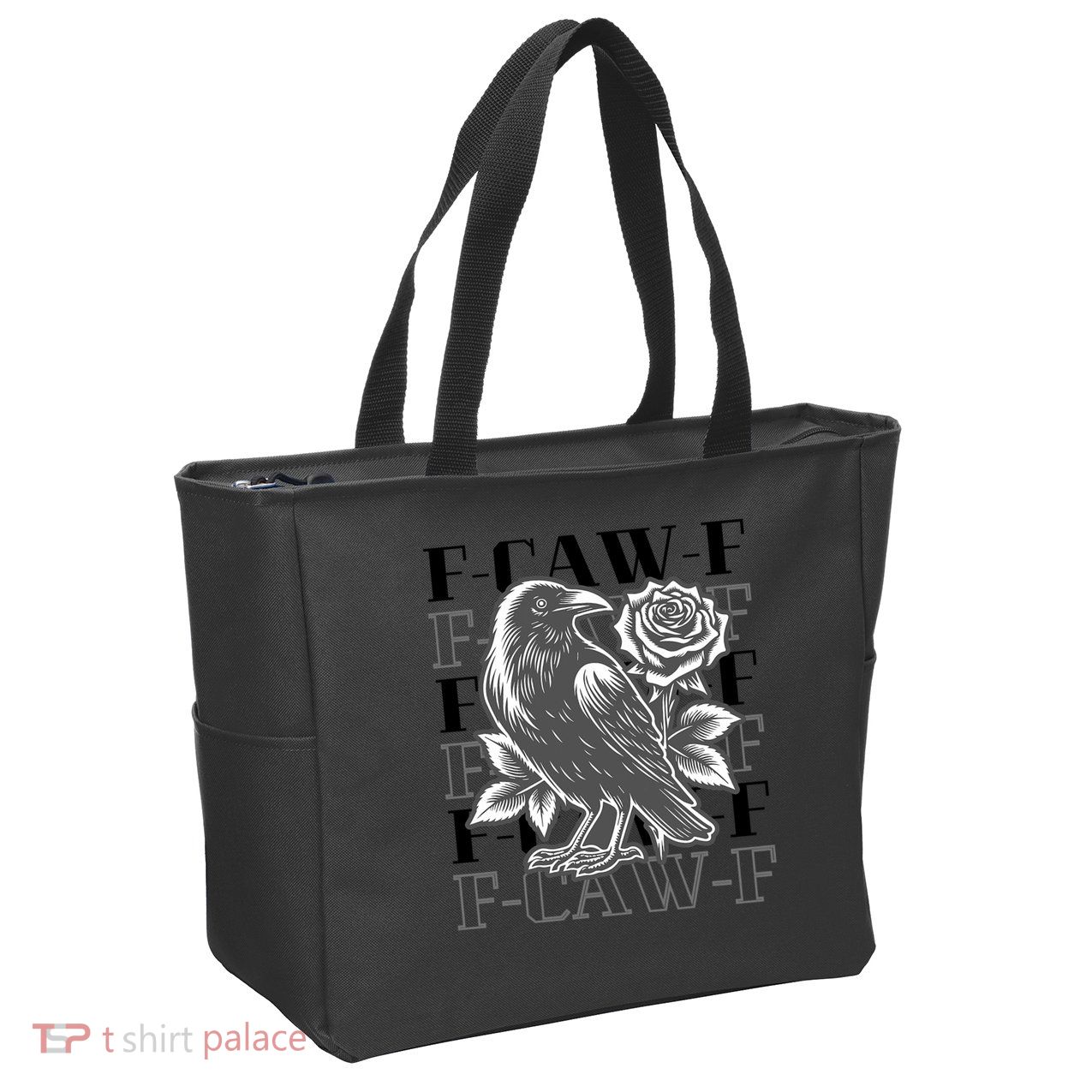 Funny F-Caw-F Crow Black Crow, F-Caw-F Black Bird Zip Tote Bag