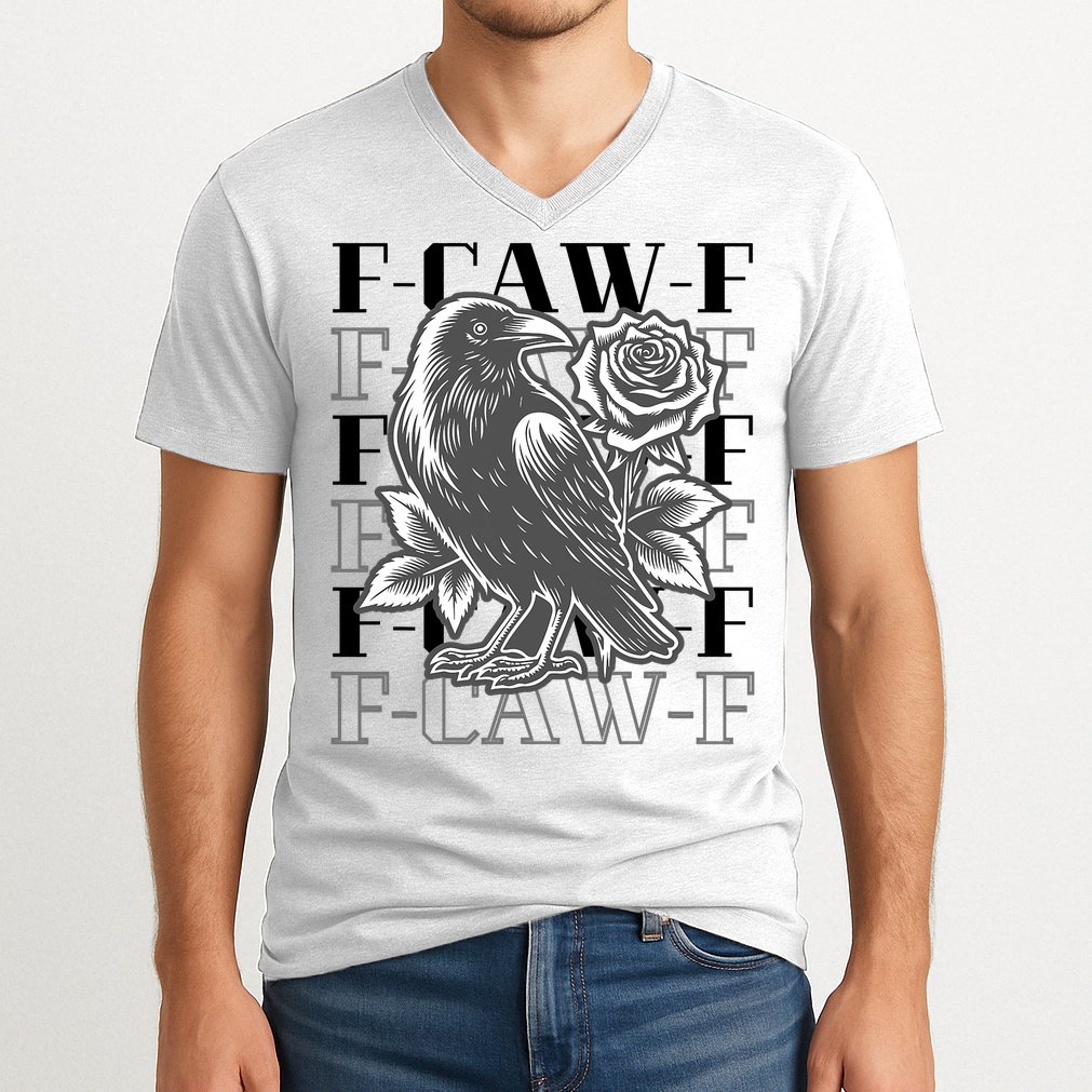 Funny F-Caw-F Crow Black Crow, F-Caw-F Black Bird V-Neck T-Shirt