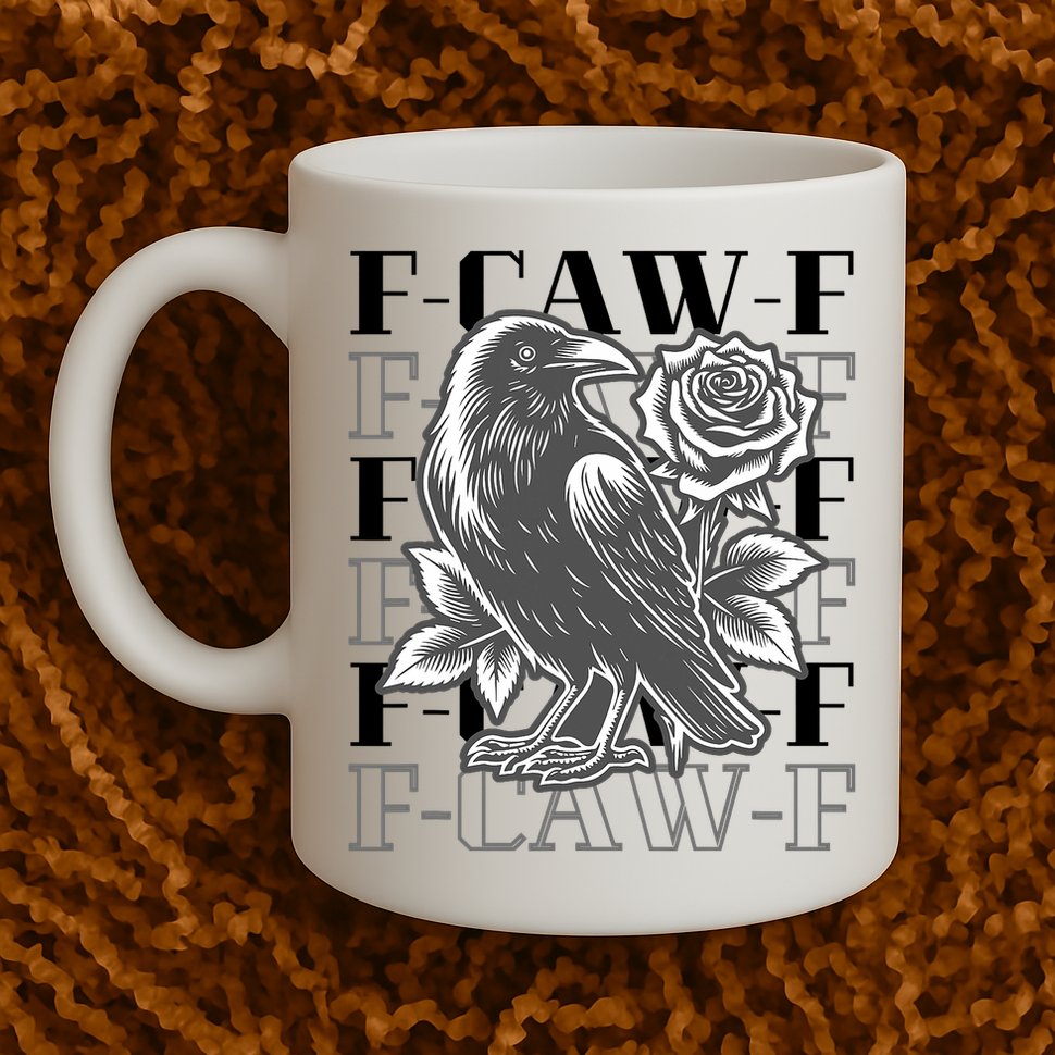 Funny F-Caw-F Crow Black Crow, F-Caw-F Black Bird Mug