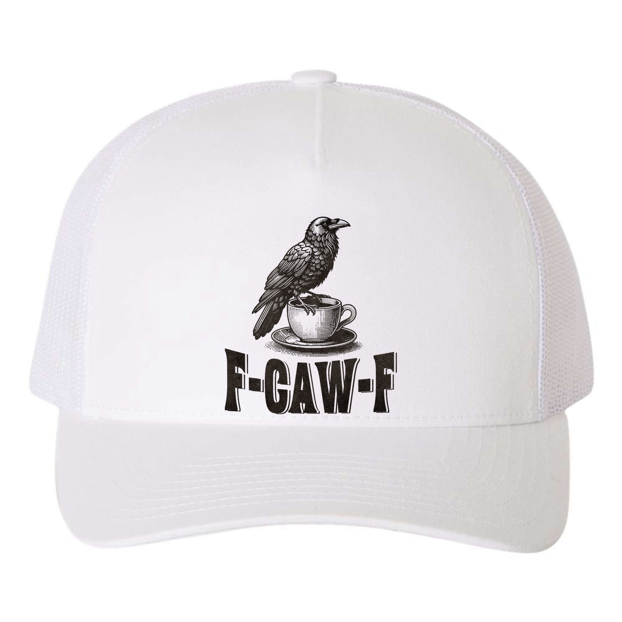 Funny F-CAW-F Crow Coffee Adult Humor Graphic Yupoong Adult 5-Panel Trucker Hat