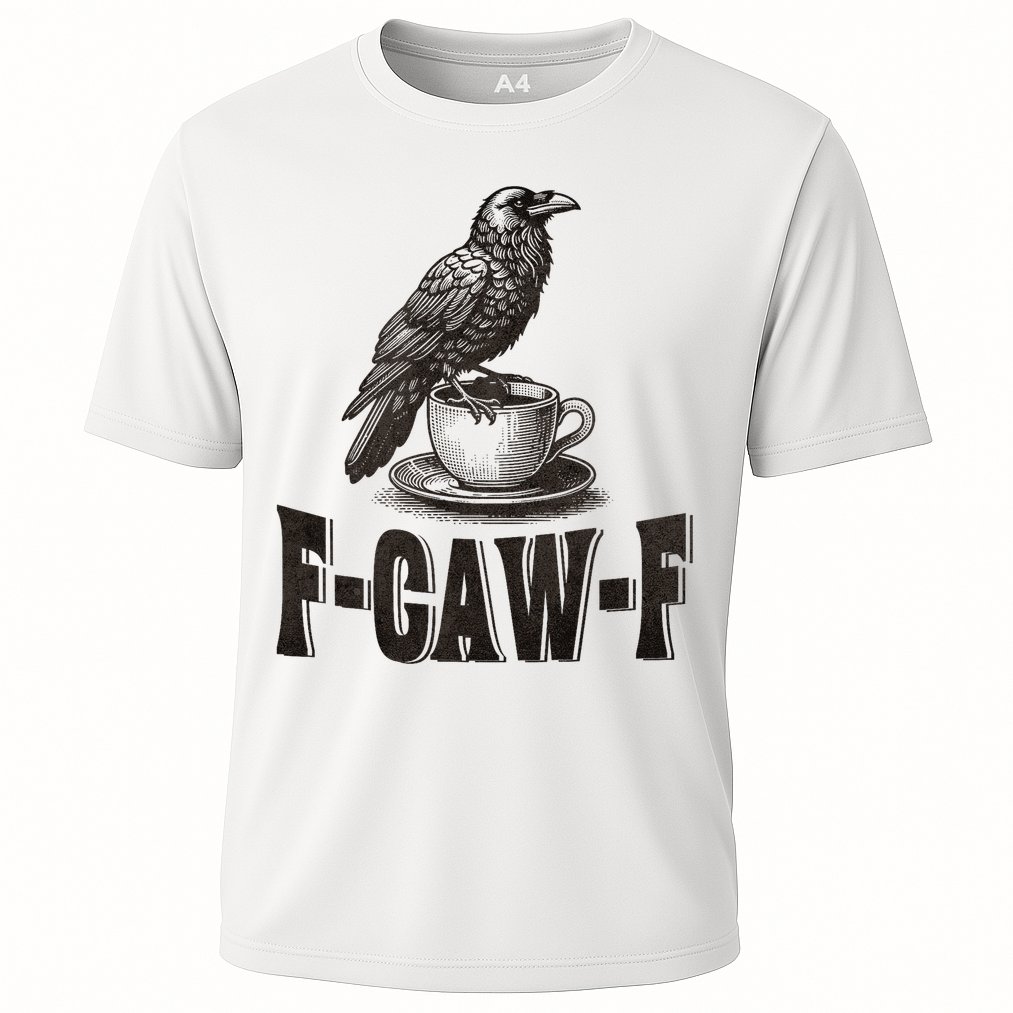 Funny F-CAW-F Crow Coffee Adult Humor Graphic Performance Shirt