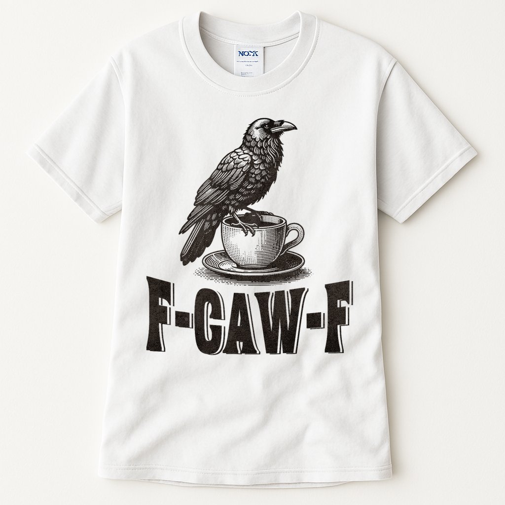 Funny F-CAW-F Crow Coffee Adult Humor Graphic Tall T-Shirt