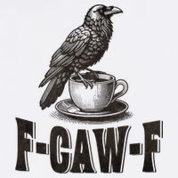 Funny F-CAW-F Crow Coffee Adult Humor Graphic Button