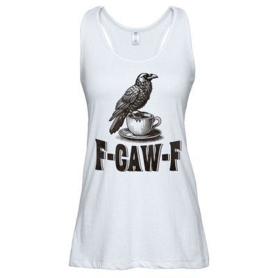Funny F-CAW-F Crow Coffee Adult Humor Graphic Ladies Essential Flowy Tank