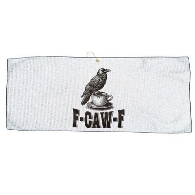 Funny F-CAW-F Crow Coffee Adult Humor Graphic Large Microfiber Waffle Golf Towel