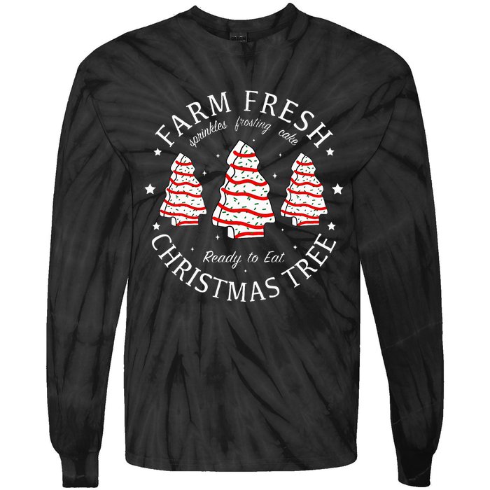 Farm Fresh Christmas Tree Cakes Funny Tree Farm Xmas Pajamas Tie-Dye Long Sleeve Shirt