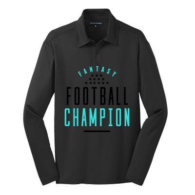 Fantasy Football Champion Winner League Draft Team Gift Silk Touch Performance Long Sleeve Polo