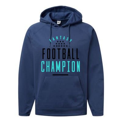 Fantasy Football Champion Winner League Draft Team Gift Performance Fleece Hoodie