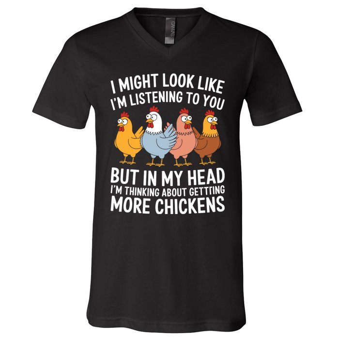 Funny Farmer Chickens V-Neck T-Shirt