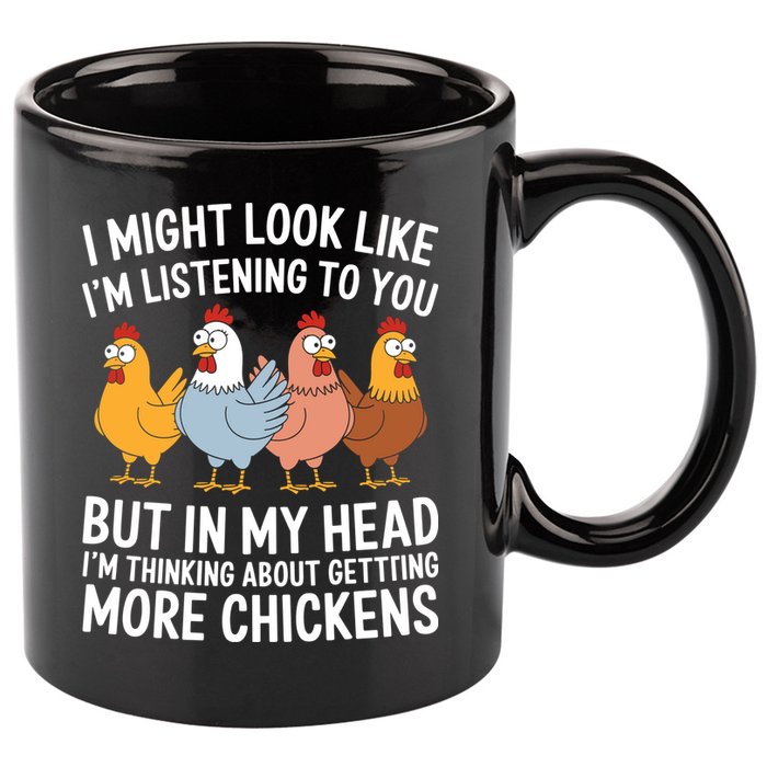 Funny Farmer Chickens 11oz C Handle Ceramic Mug