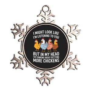 Funny Farmer Chickens Metallic Star Ornament