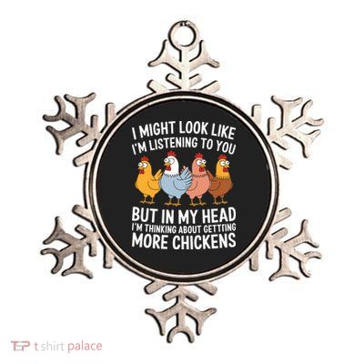 Funny Farmer Chickens Metallic Star Ornament