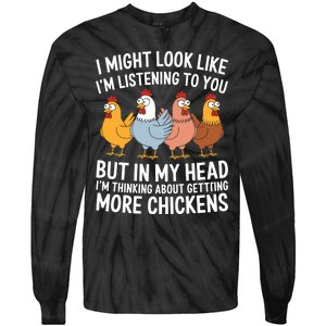 Funny Farmer Chickens Tie-Dye Long Sleeve Shirt