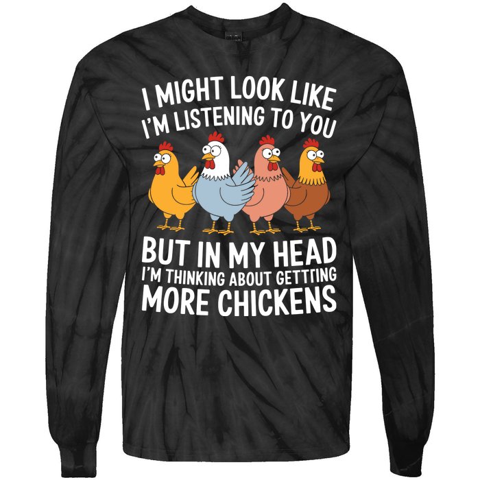 Funny Farmer Chickens Tie-Dye Long Sleeve Shirt