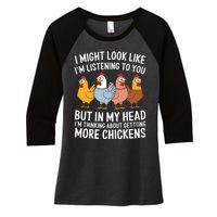 Funny Farmer Chickens Women's Tri-Blend 3/4-Sleeve Raglan Shirt