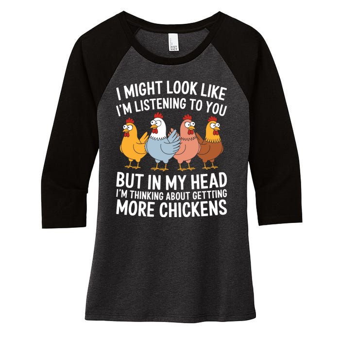 Funny Farmer Chickens Women's Tri-Blend 3/4-Sleeve Raglan Shirt