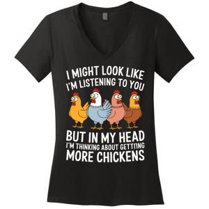 Funny Farmer Chickens Women's V-Neck T-Shirt