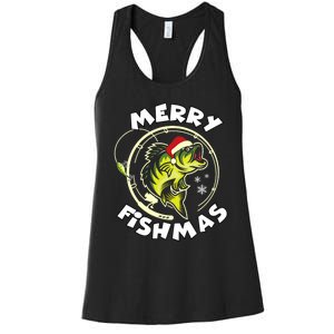 Funny Fishing Christmas Pajama Fishers Merry Fishmas Women's Racerback Tank