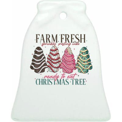 Farm Fresh Christmas Tree Cakes Funny Tree Farm Xmas Pajamas Ceramic Bell Ornament