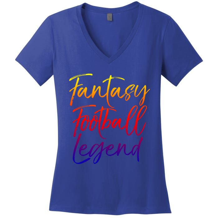 Fantasy Football Championship Winner Fantasy Football Legend Meaningful Gift Women's V-Neck T-Shirt