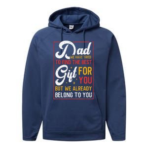 Funny Fathers Day Dad Proud Father From Daughter Son Performance Fleece Hoodie