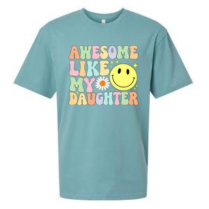 Funny FatherS Day Awesome Like My Daughter Retro Groovy Dad Sueded Cloud Jersey T-Shirt