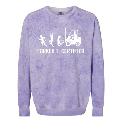 Funny Forklift Driver Operator Forklift Certified Forklift Colorblast Crewneck Sweatshirt