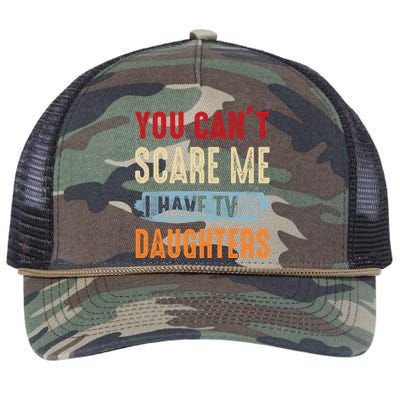 Funny Father's Day I Have Two Daughters Retro Rope Trucker Hat Cap