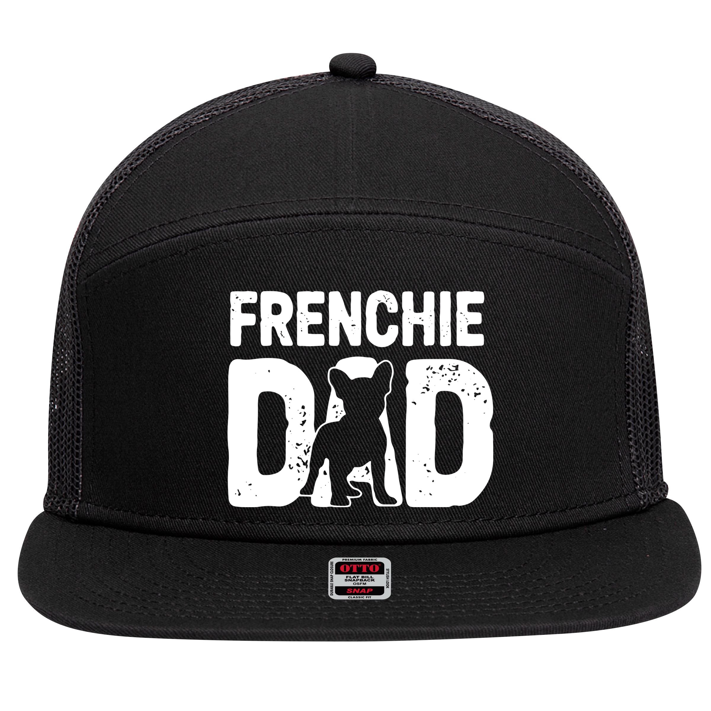 Funny Frenchie Dad Dog Lover French Bulldog Father Dog Owner 7 Panel Mesh Trucker Snapback Hat