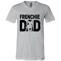 Funny Frenchie Dad Dog Lover French Bulldog Father Dog Owner V-Neck T-Shirt