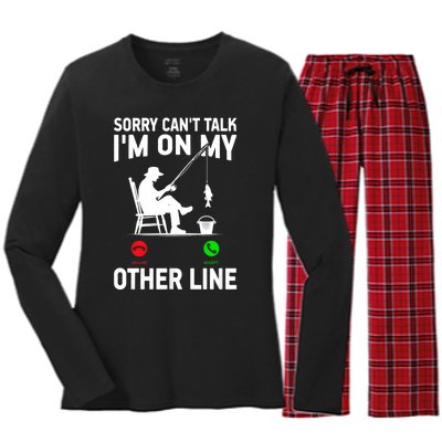 Funny Fishing Dad Funny Reel Cool Fish Bass Fishing Women's Long Sleeve Flannel Pajama Set 