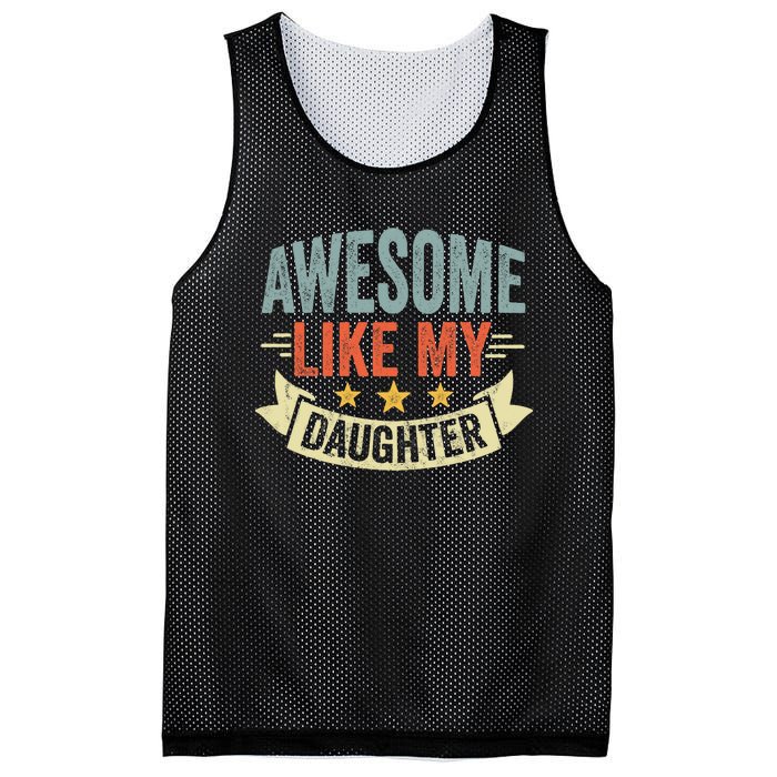 Funny Fathers Day Awesome Like My Daughter Retro Vintage Mesh Reversible Basketball Jersey Tank