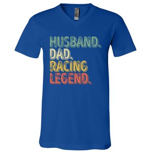 Funny Fathers Day Great Gift Husband Dad Racing Legend Gift V-Neck T-Shirt