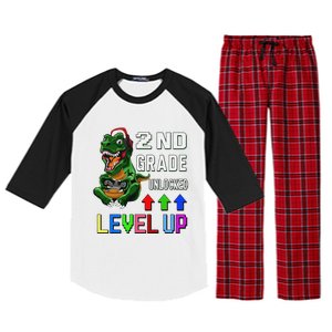 Funny First Day Of 2nd Grade T Rex Gamer Level Up Raglan Sleeve Pajama Set