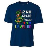 Funny First Day Of 2nd Grade T Rex Gamer Level Up Cooling Performance Crew T-Shirt