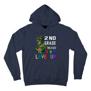 Funny First Day Of 2nd Grade T Rex Gamer Level Up Hoodie