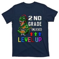 Funny First Day Of 2nd Grade T Rex Gamer Level Up T-Shirt