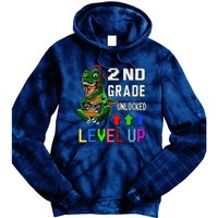 Funny First Day Of 2nd Grade T Rex Gamer Level Up Tie Dye Hoodie