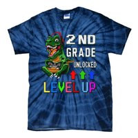 Funny First Day Of 2nd Grade T Rex Gamer Level Up Tie-Dye T-Shirt