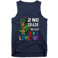 Funny First Day Of 2nd Grade T Rex Gamer Level Up Tank Top