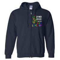 Funny First Day Of 2nd Grade T Rex Gamer Level Up Full Zip Hoodie