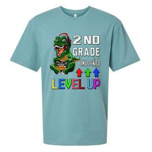 Funny First Day Of 2nd Grade T Rex Gamer Level Up Sueded Cloud Jersey T-Shirt