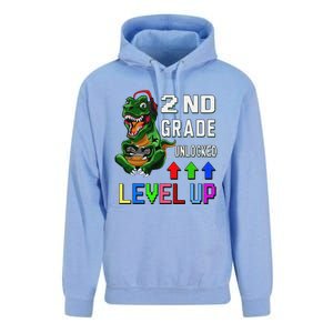 Funny First Day Of 2nd Grade T Rex Gamer Level Up Unisex Surf Hoodie