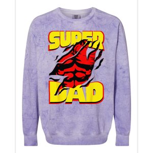 Funny Fatherss Day Dads Birthday Super Dad Hero For Dad Colorblast Crewneck Sweatshirt