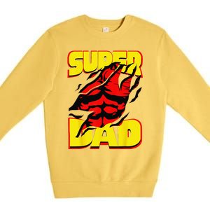 Funny Fatherss Day Dads Birthday Super Dad Hero For Dad Premium Crewneck Sweatshirt