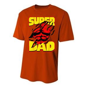 Funny Fatherss Day Dads Birthday Super Dad Hero For Dad Performance Sprint T-Shirt